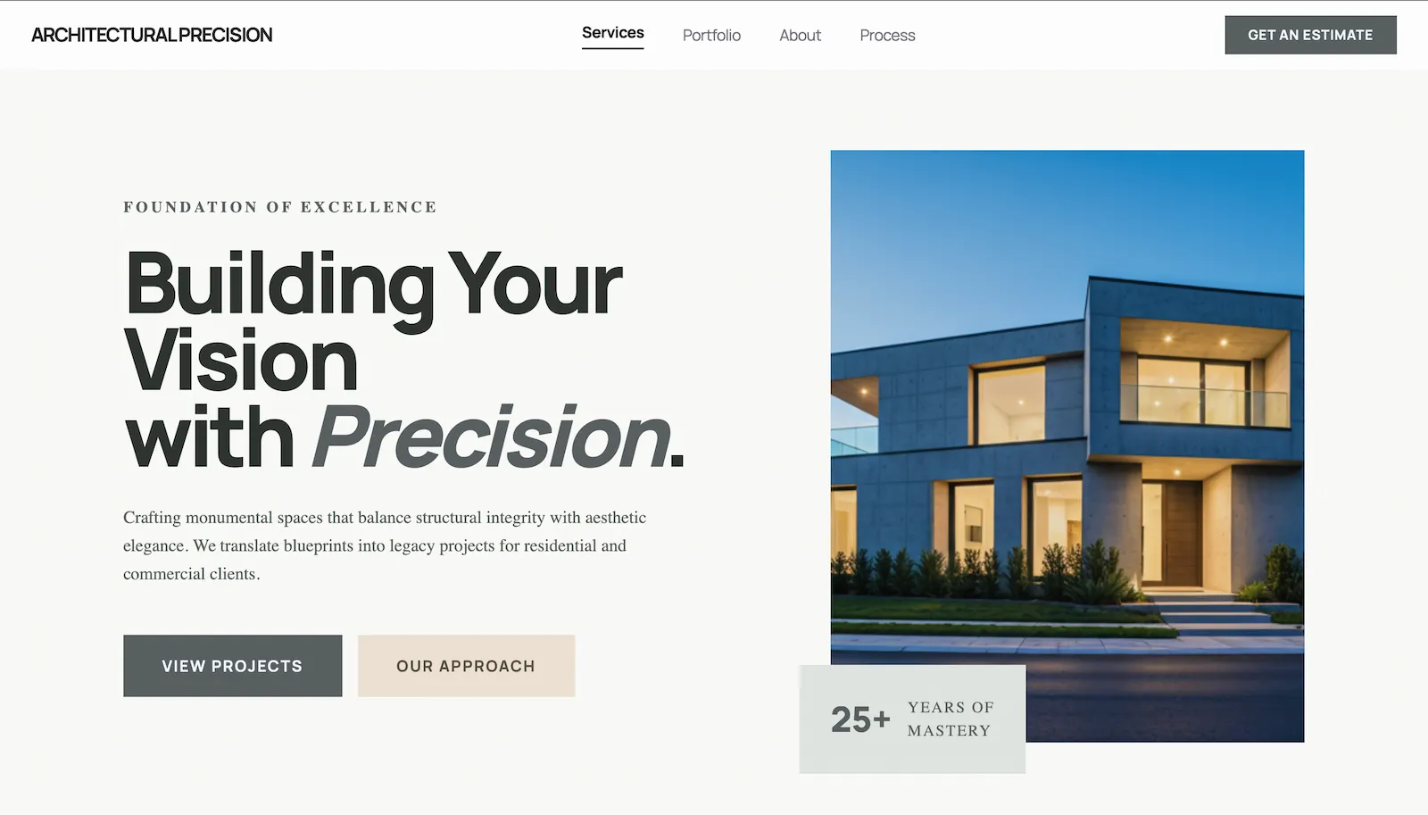Architectural Precision contractor website screenshot