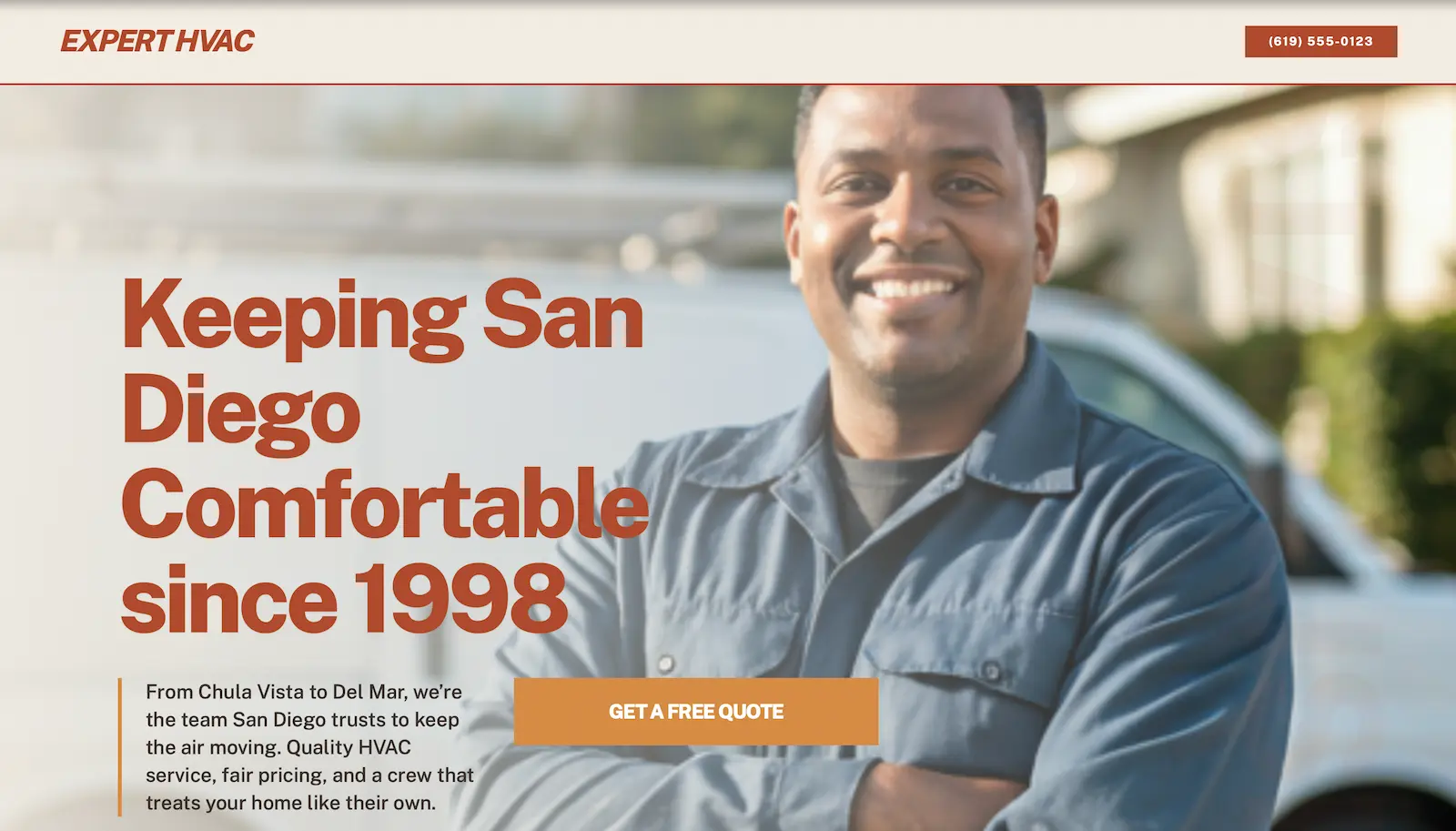 Expert HVAC website screenshot