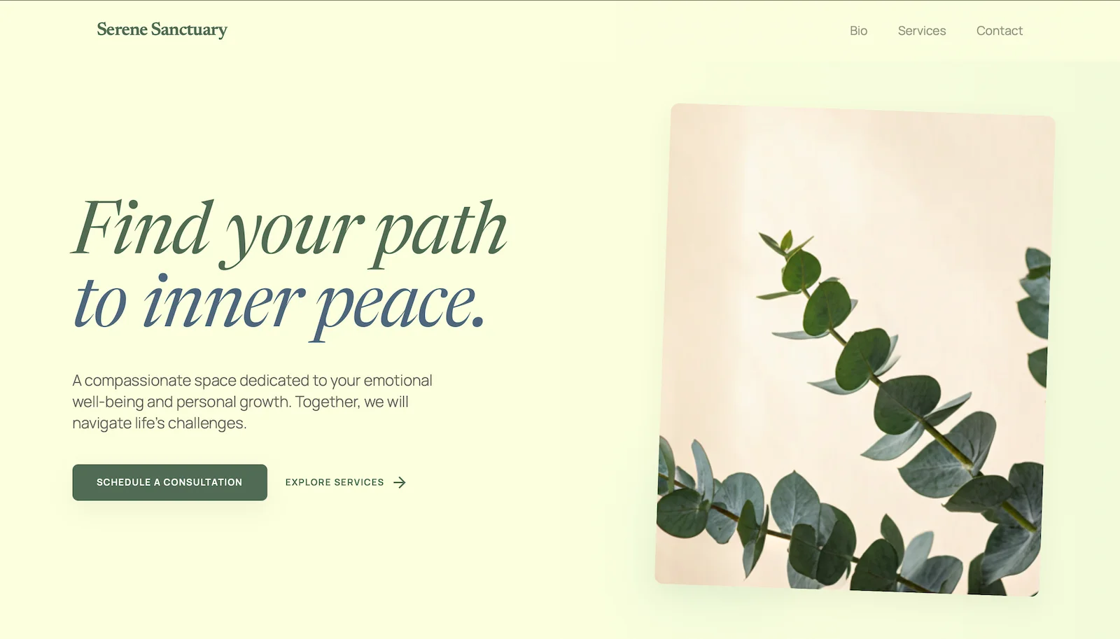 Serene Sanctuary counseling website screenshot